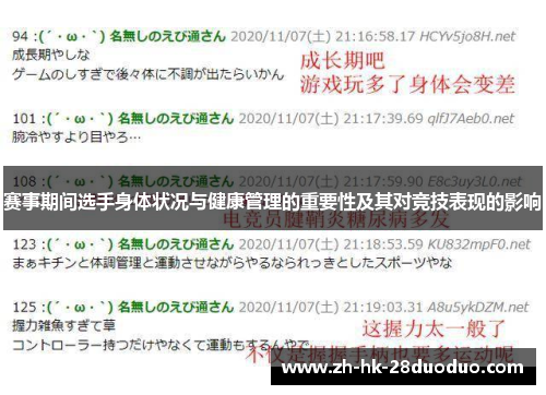 赛事期间选手身体状况与健康管理的重要性及其对竞技表现的影响