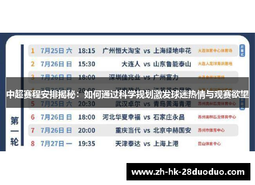 中超赛程安排揭秘：如何通过科学规划激发球迷热情与观赛欲望